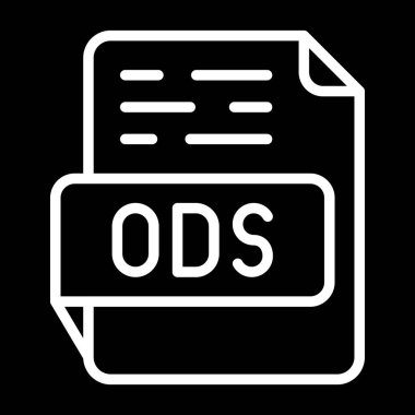 Siyah dolgu dizaynlı Ods dosya simgesi. vektör illüstrasyonu.