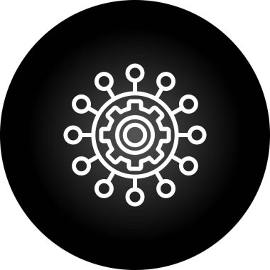 dişli düz simge, vektör çizimi, işlevsellik sembolü