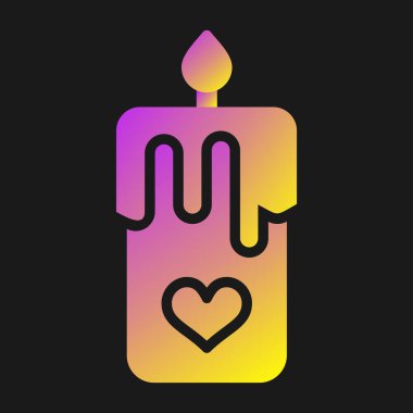 Romantik bir mum simgesinin vektör çizimi