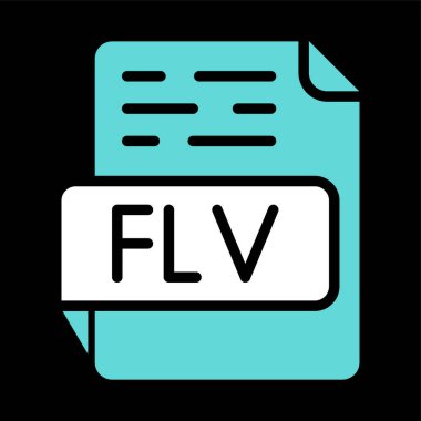 FLV dosya simgesi. Düz dosya uzantısı. Video biçimi sembolü. Vektör illüstrasyonu. 