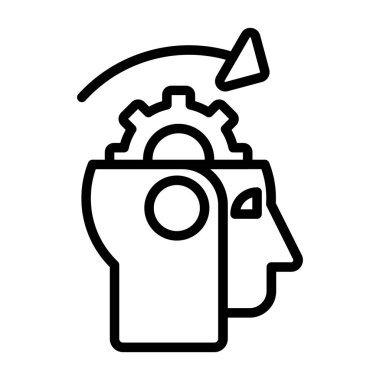 Makine öğrenme çizgisi simgesi, vektör illüstrasyonu 