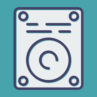 Harddrive web simgesi, basit vektör illüstrasyonu
