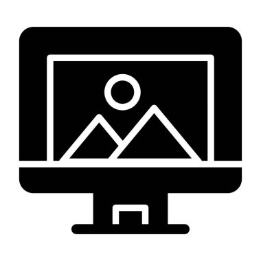 Bilgisayar ekranında illüstrasyon, vektör basit tasarım