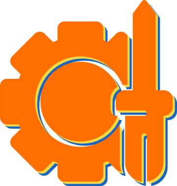 Anahtar ve dişli, simge basit illüstrasyon