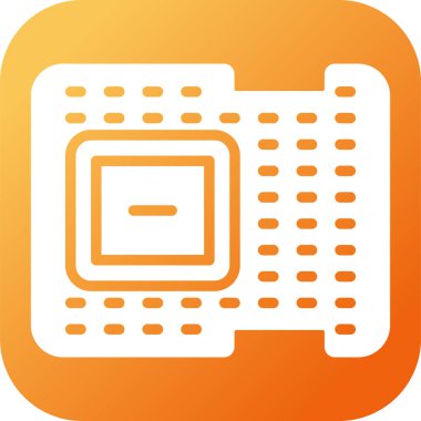 Bilgisayar İşlemcisi simgesi, vektör illüstrasyonu basit tasarım