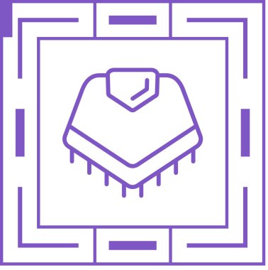 Düz tasarım tarzında parlak renk paleti olan Poncho Simgesi Illustration. Meksika temalı tasarımlar ve kutlamalar için mükemmel.