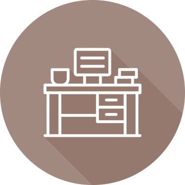Office Desk web simgesi, basit vektör illüstrasyonu