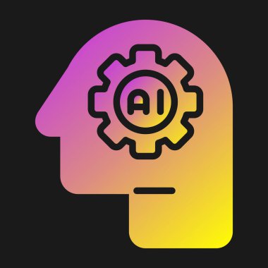 Yapay Zeka. Vektör illüstrasyonunda simge 