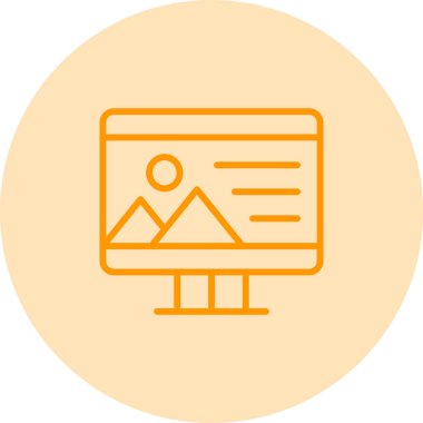 Bilgisayar ekranında illüstrasyon, vektör basit tasarım