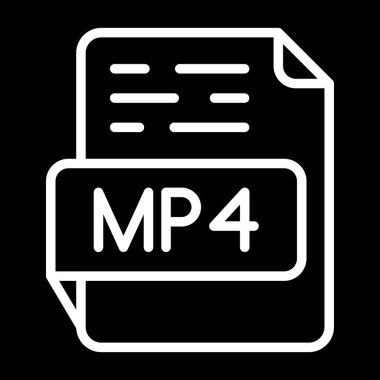 MP4 dosya web simgesi, basit vektör illüstrasyonu