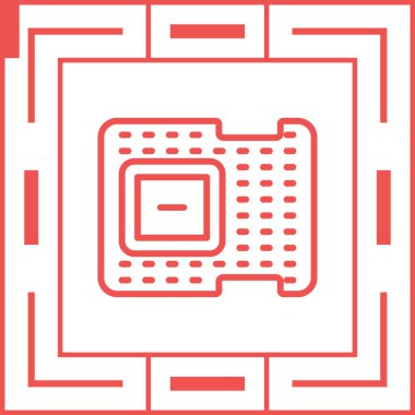 Bilgisayar İşlemcisi simgesi, vektör illüstrasyonu basit tasarım