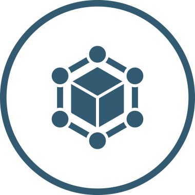 Blockchain web simgesi, basit vektör illüstrasyonu