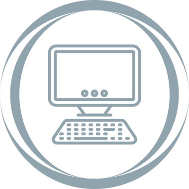 Masaüstü bilgisayar simgesi, vektör illüstrasyonu basit tasarım