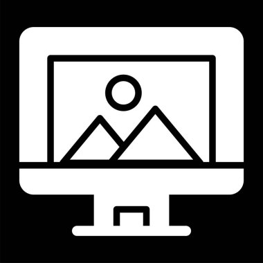 Bilgisayar ekranında illüstrasyon, vektör basit tasarım