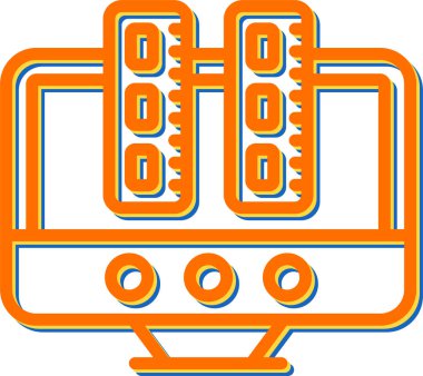 Masaüstü bilgisayar simgesi, vektör illüstrasyonu basit tasarım