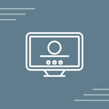 Masaüstü bilgisayar simgesi, vektör illüstrasyonu basit tasarım