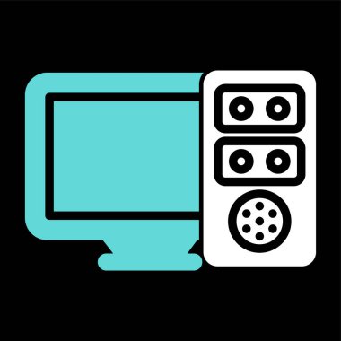 Masaüstü bilgisayar simgesi, vektör illüstrasyonu basit tasarım