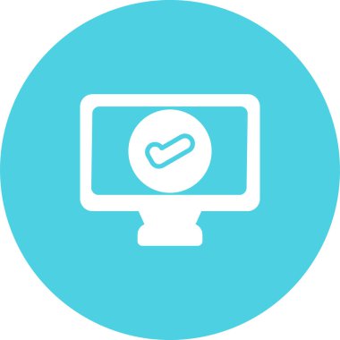 Sembolü güncelle, monitör simgesi üzerindeki işaretle, vektör illüstrasyonu