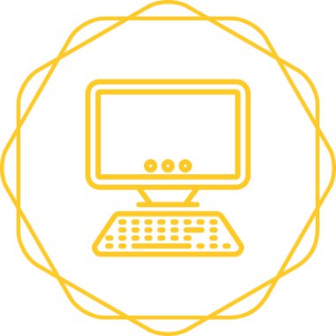 Masaüstü bilgisayar simgesi, vektör illüstrasyonu basit tasarım