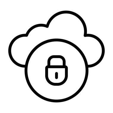 bulut güvenlik simgesi vektör illüstrasyonu
