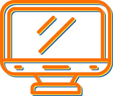 Masaüstü bilgisayar simgesi, vektör illüstrasyonu basit tasarım