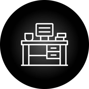 Office Desk web simgesi, basit vektör illüstrasyonu