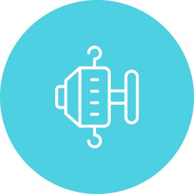 Elle zincir çekme, çelik zincir bloğu taşıyıcı ikonu. Taşıma ekipmanları arasında makara, kanca, kaldıraç, tramvay, fabrika mekaniği, inşaat alanı, garaj, atölye, depo, rıhtım