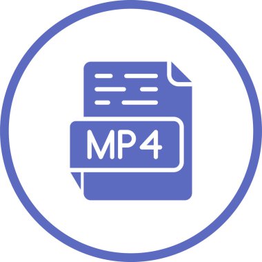 MP4 dosya web simgesi, basit vektör illüstrasyonu