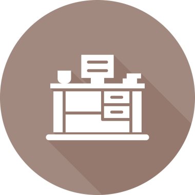 Office Desk web simgesi, basit vektör illüstrasyonu