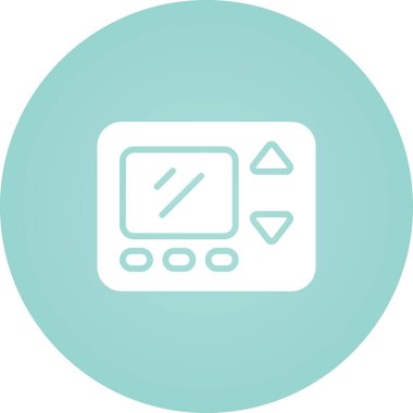 Beyaz arkaplanda izole edilmiş, satır biçimi simgesinde termostat denetleyici, dijital sıcaklık denetleyici simgesi