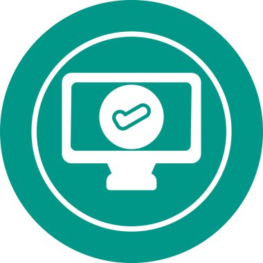 Sembolü güncelle, monitör simgesi üzerindeki işaretle, vektör illüstrasyonu