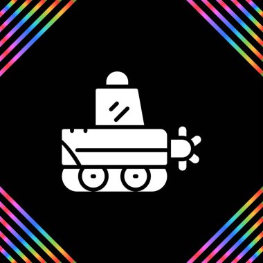 Glyph Biçimli Hendek Makinesi Simgesi, Beyaz Arkaplanda Renkli Vektör