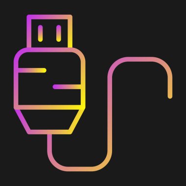  Usb Kablo ağ simgesi vektör illüstrasyonu 