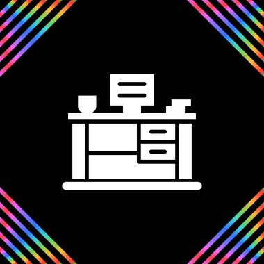 Office Desk web simgesi, basit vektör illüstrasyonu