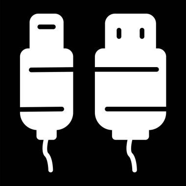  Usb Kablo ağ simgesi vektör illüstrasyonu 