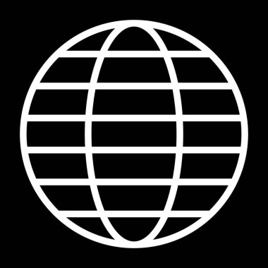 Web Resminin Küresel Simgesi. Global Ağ İşareti. Dünya Siyah ve Beyaz İşareti veya Simgesi. Vektör