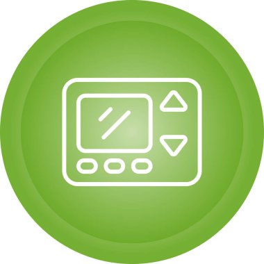 Beyaz arkaplanda izole edilmiş, satır biçimi simgesinde termostat denetleyici, dijital sıcaklık denetleyici simgesi