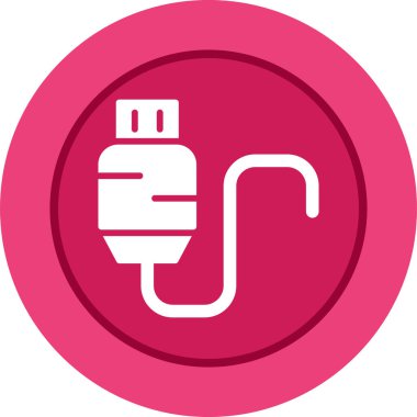  Usb Kablo ağ simgesi vektör illüstrasyonu 