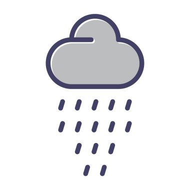 Yağmurlu hava çizgisi ikon vektör çizimi 