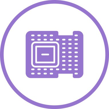 Bilgisayar İşlemcisi simgesi, vektör illüstrasyonu basit tasarım