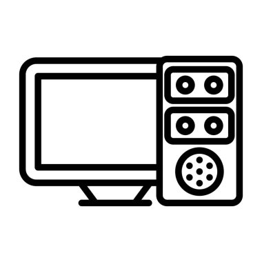 Masaüstü bilgisayar simgesi, vektör illüstrasyonu basit tasarım