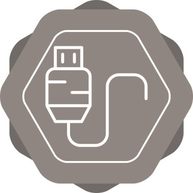  Usb Kablo ağ simgesi vektör illüstrasyonu 