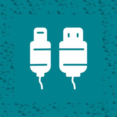  Usb Kablo ağ simgesi vektör illüstrasyonu 