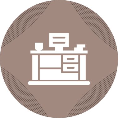 Office Desk web simgesi, basit vektör illüstrasyonu