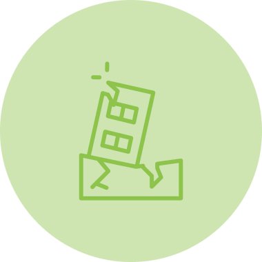 Earthquake icon on white background. Earthquake damaged to houses and building sign. Earthquake symbol. flat style.