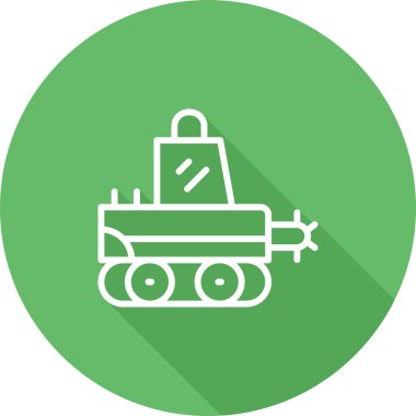 Glyph Biçimli Hendek Makinesi Simgesi, Beyaz Arkaplanda Renkli Vektör