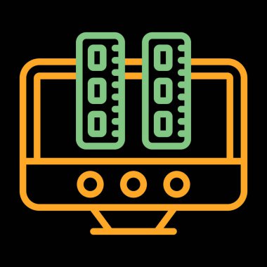 Masaüstü bilgisayar simgesi, vektör illüstrasyonu basit tasarım