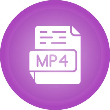 MP4 dosya web simgesi, basit vektör illüstrasyonu