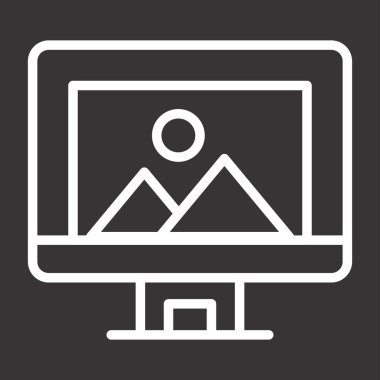 Bilgisayar ekranında illüstrasyon, vektör basit tasarım