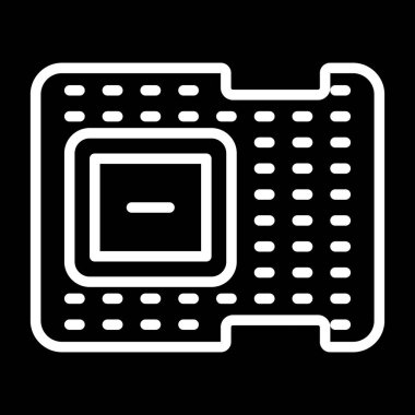 Bilgisayar İşlemcisi simgesi, vektör illüstrasyonu basit tasarım
